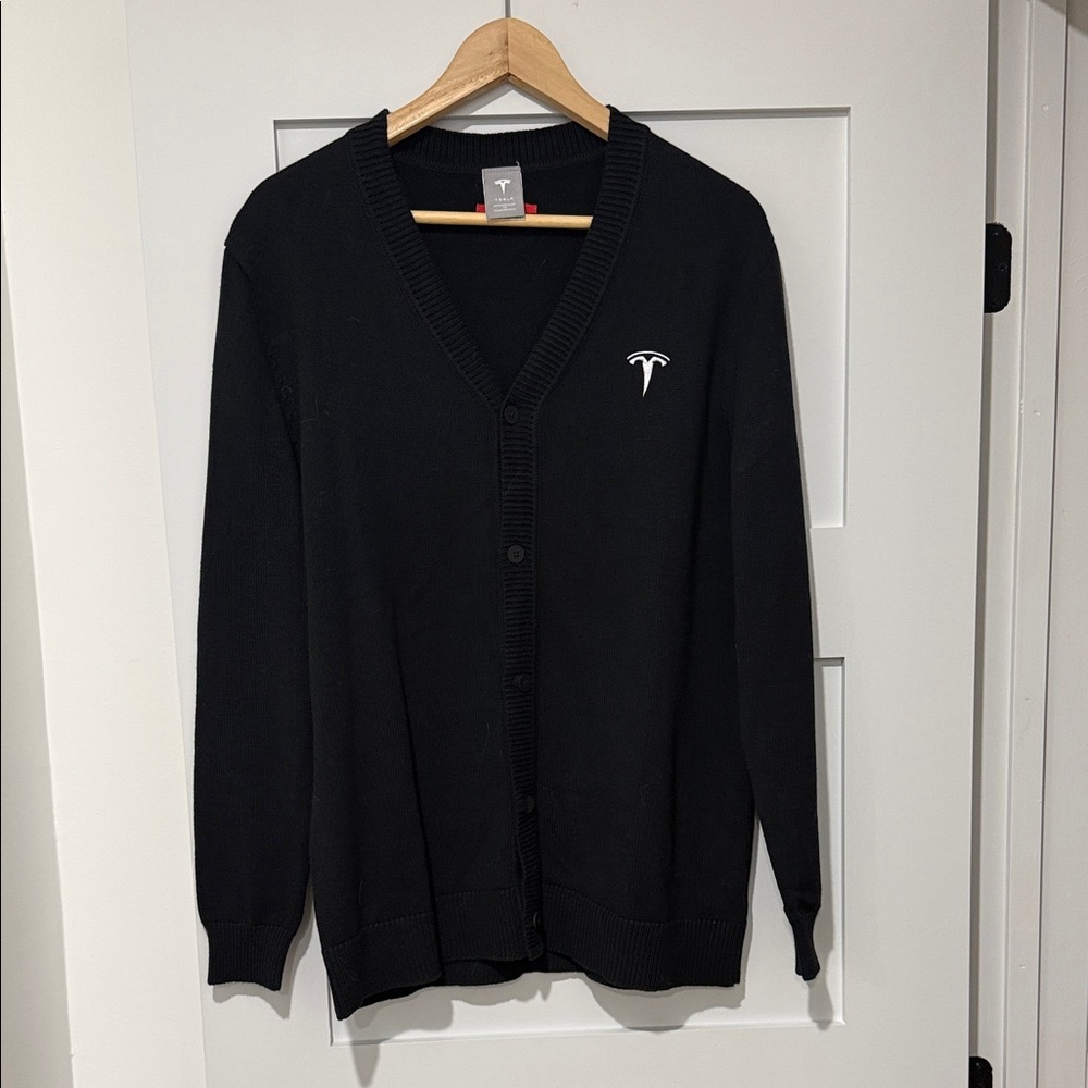 Tesla Men's Black Cardigan Sweater